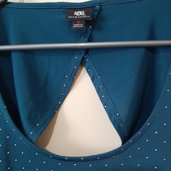 Rock and Republic Teal Top Metallic Polka Dot - Picture 4 of 6